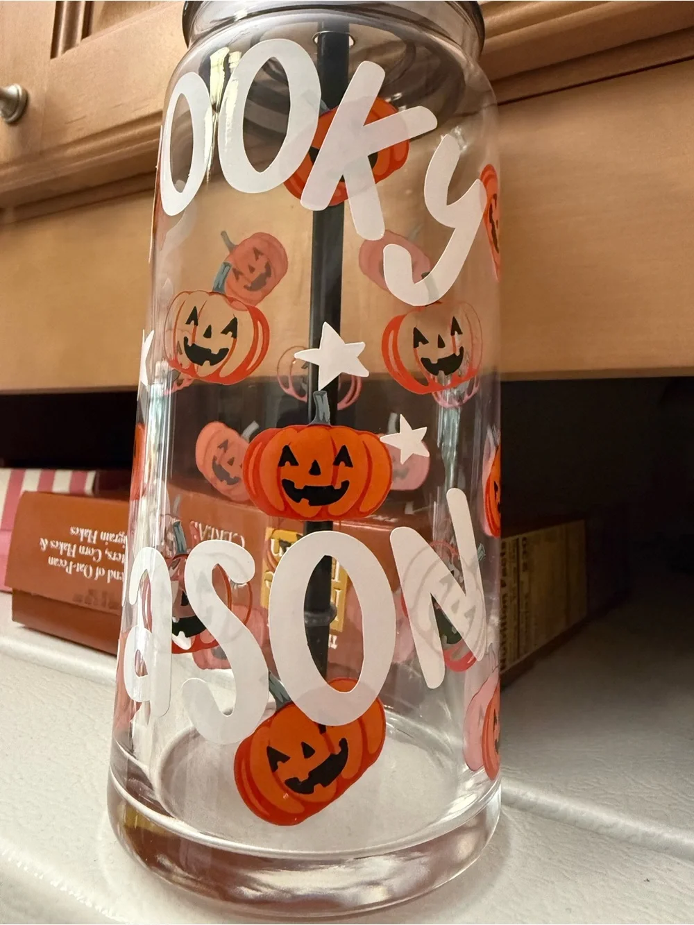 Halloween Pumpkin 'Spooky Season' Clear Tumbler 20oz - Orange